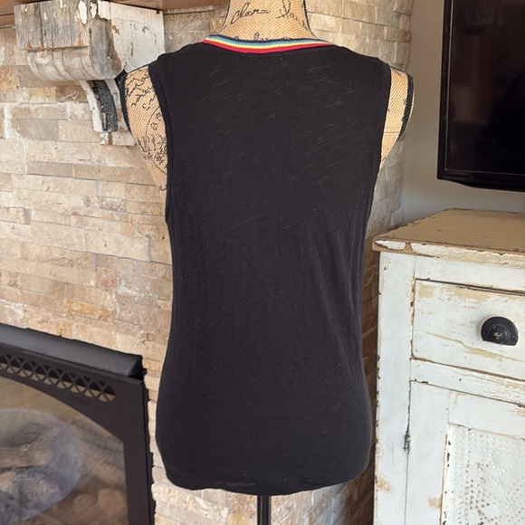 Goldie Lewinter rainbow tipped black crewneck tank top - Picture 7 of 15